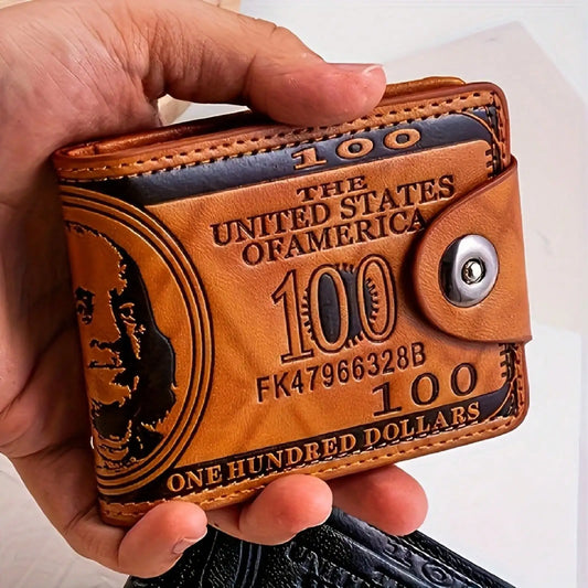 Fashion Wallets With 100 US Dollar Pattern Wallet Male Leather Photo Card Holder Large Capacity