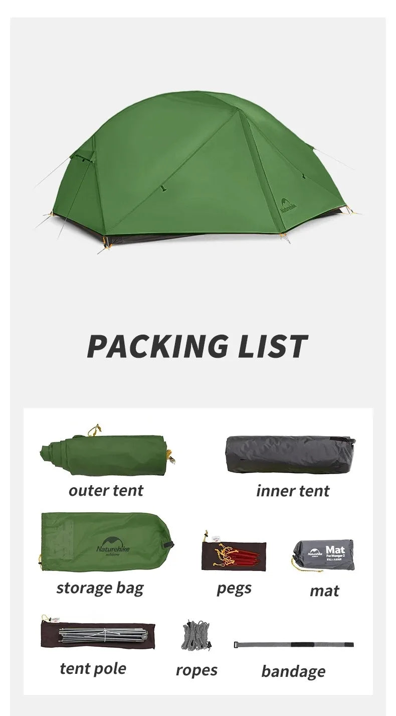 Naturehike Mongar 2-Person Ultralight Waterproof Backpacking Tent