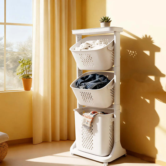 4-Tier Rolling Laundry Hamper and Bathroom Storage Organizer with Wheels