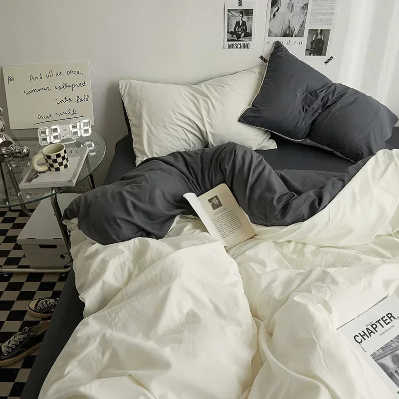 Soft Solid Color Duvet Cover Set. Modern Cozy Bedding