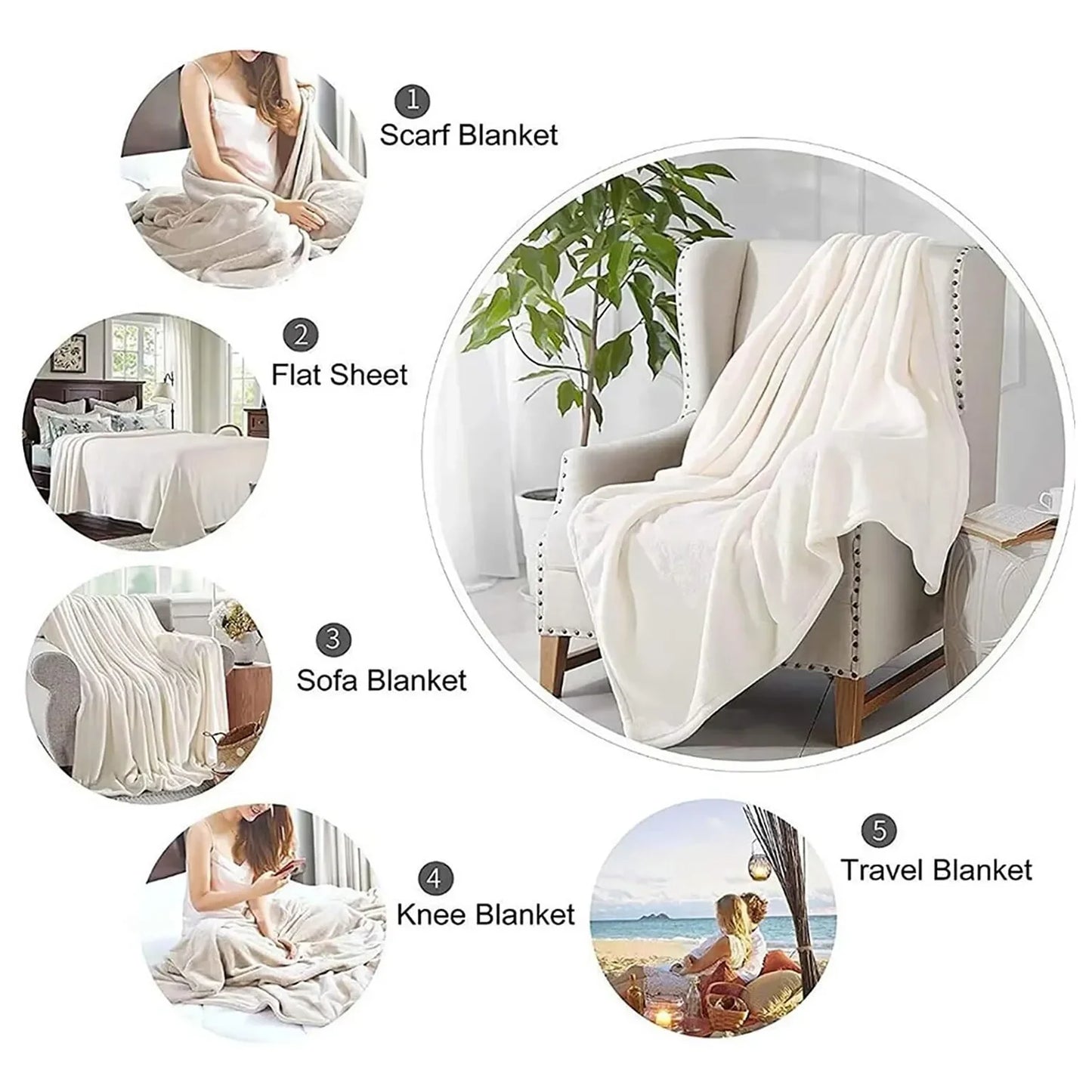 Soft Flannel Blanket - Monkey Face Collage Throw with Expressions, All-Season Cozy Warmth for Couch, Bed, Office