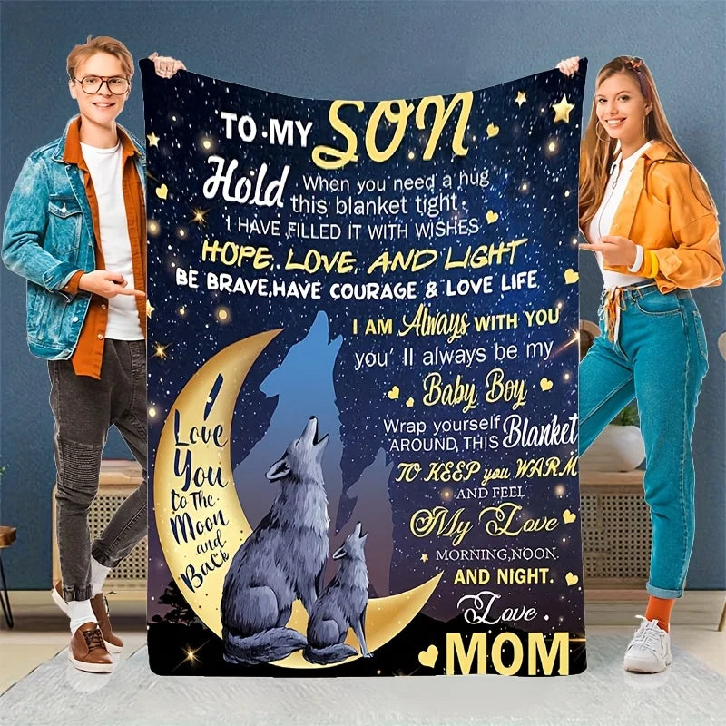To My Son Inspirational Flannel Blanket. Soft Cozy Gift Blanket from Mom