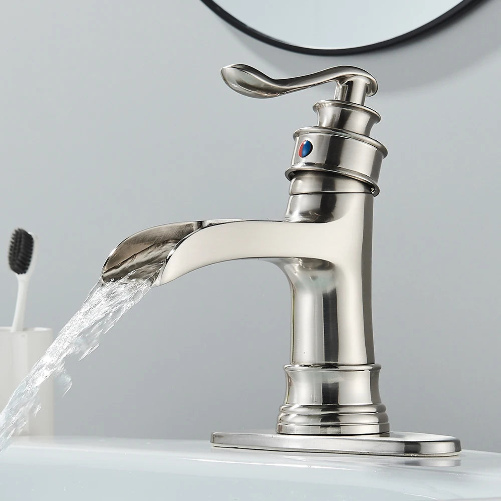 Waterfall Bathroom Faucet Oil Rubbed Bronze Single Handle Lavatory Mixer Tap  Vessel Sink Faucet Farmhouse Vanity  Sink Faucet