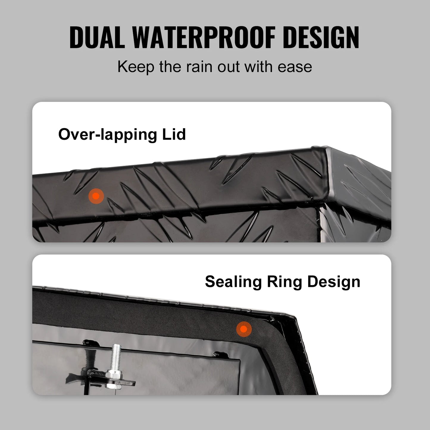 VEVOR Trailer Tongue Box, Aluminum Alloy Diamond Plate Tongue Box Tool Chest, Heavy Duty Trailer Box Storage for Pickup Truck