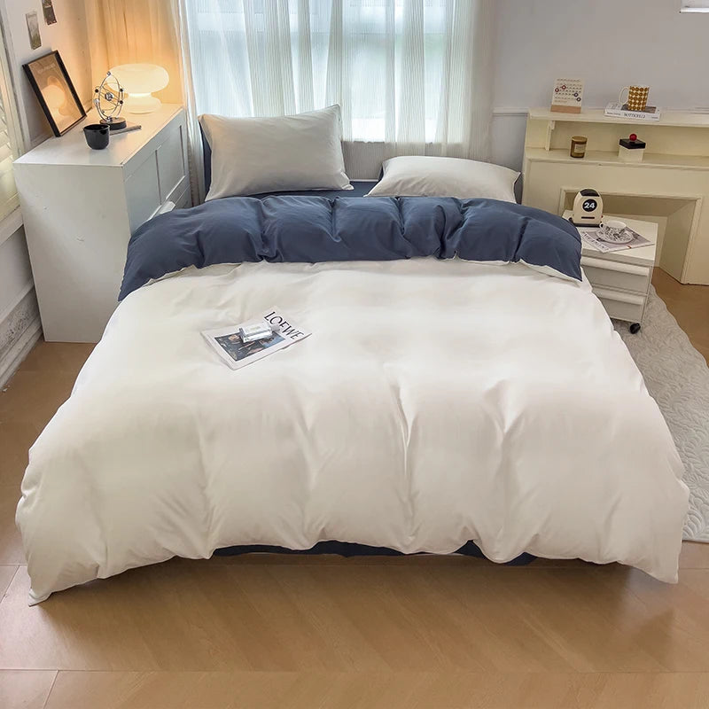 4-Piece Soft Brushed Duvet Cover Set . Solid Color Bedding