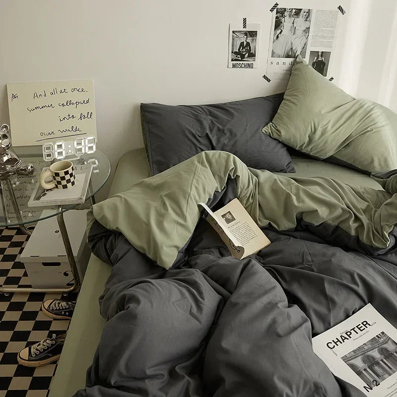 Soft Solid Color Duvet Cover Set. Modern Cozy Bedding