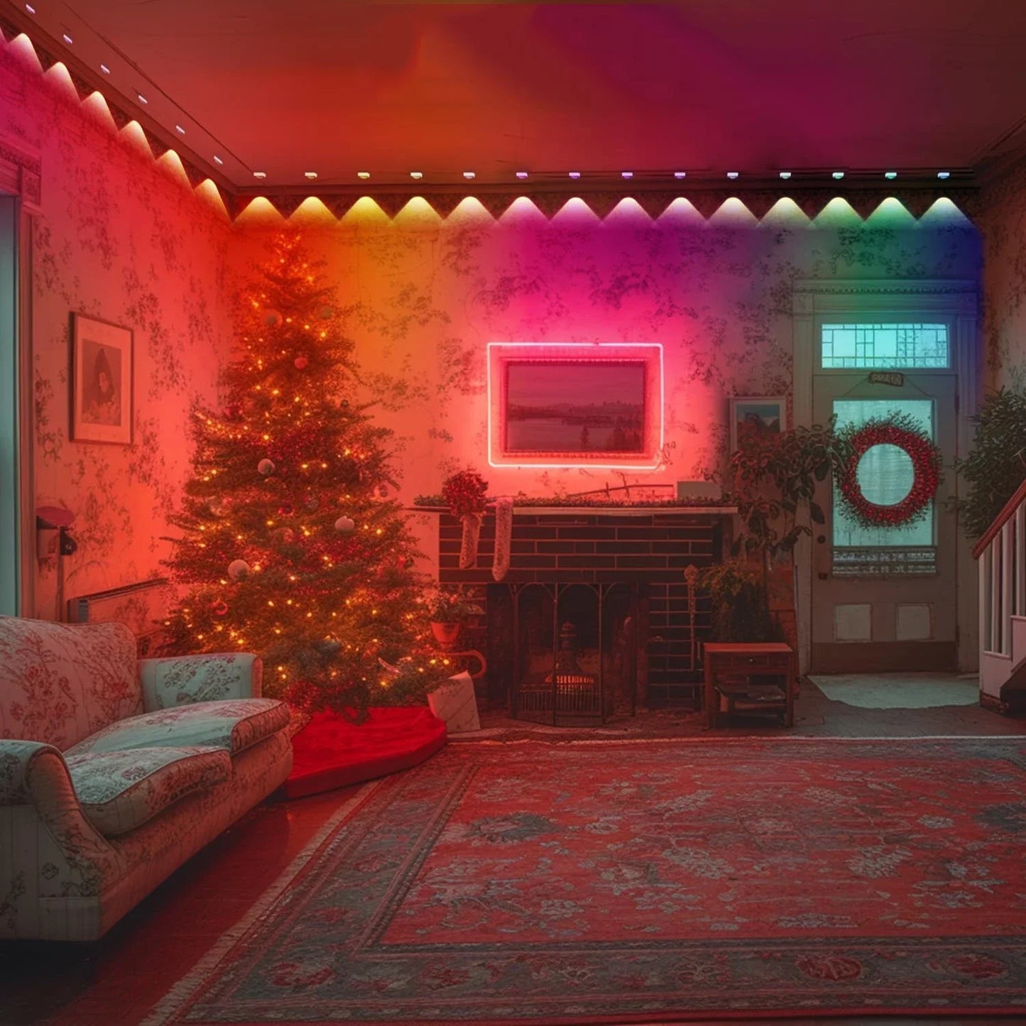 148FT APP Permanent Outdoor Eaves LED Lights Waterproof Smart RGBIC String Lights DIY Scene Full House Christmas Lighting Decor