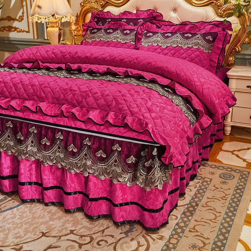Luxury Emerald Green Quilted Bedspread Set