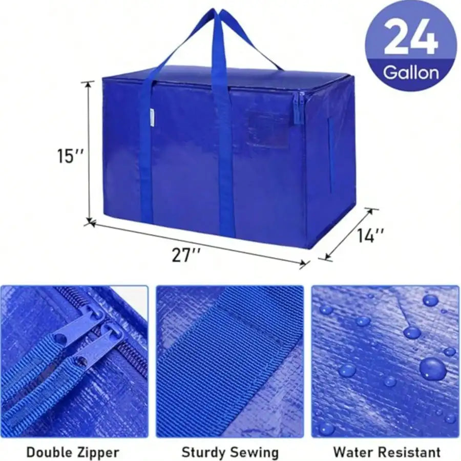 6 Pack Extra Large Moving Bags With Zippers & Carrying Handles, Heavy-Duty Storage Tote Moving Boxes For Space Saving