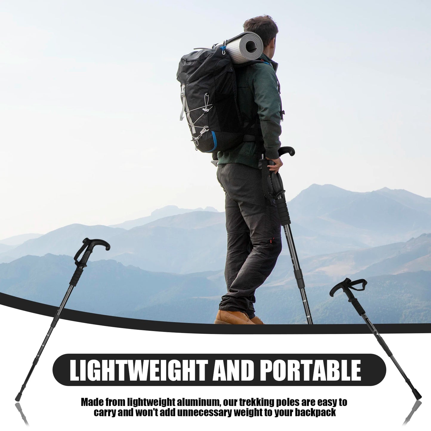 Adjustable Hiking Walking Stick – Lightweight Telescopic Trekking Pole for Hiking, Walking & Outdoor Adventures