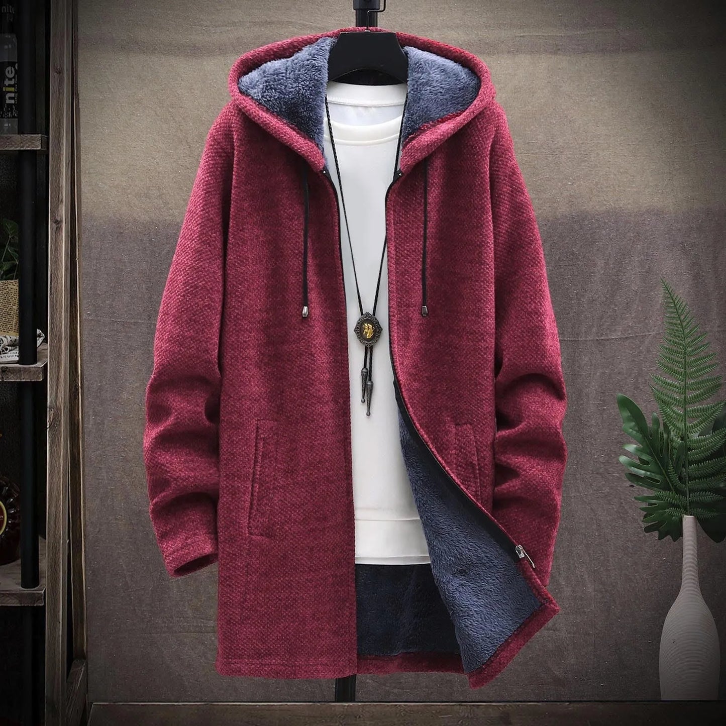 Men’s Fleece Lined Hooded Cardigan Jacket