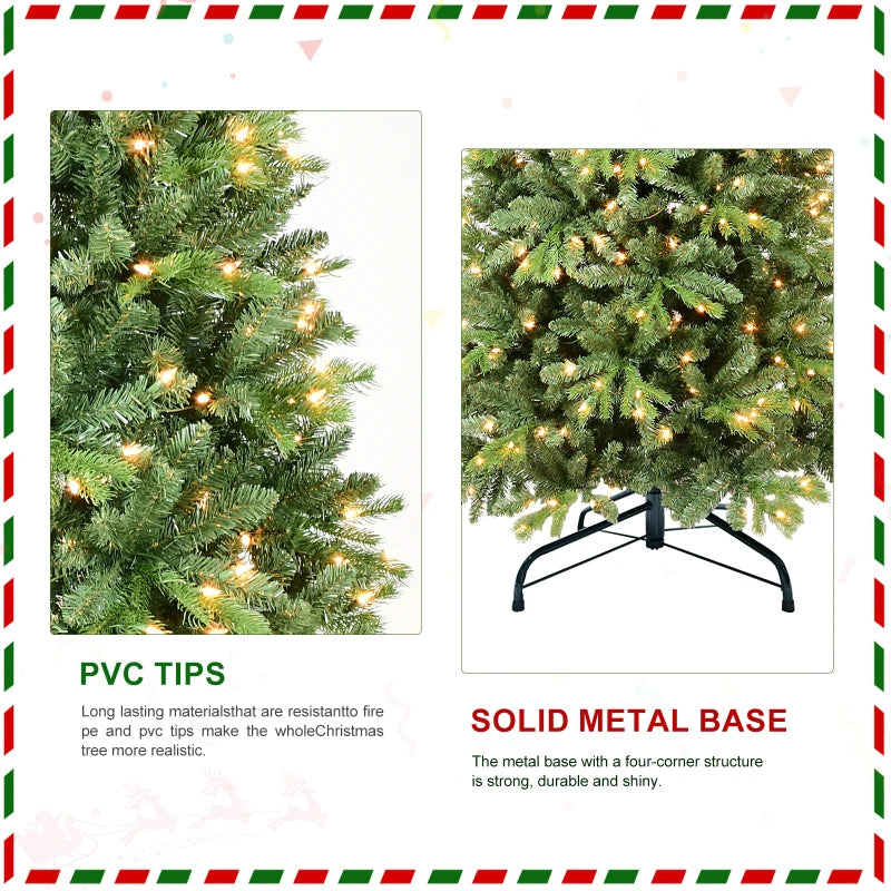 7FT Pre-Lit Artificial Christmas Tree with 400 Warm White LED Lights, 1,375 Tips & PVC/PE Mixed Branches . Premium Holiday Tree