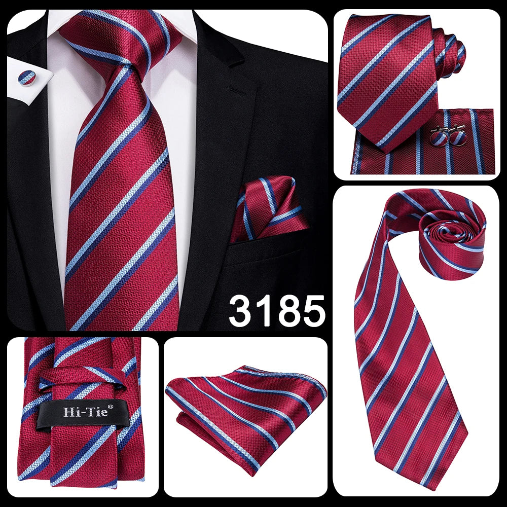 Luxury Burgundy Paisley Men’s Tie Set. Silk Formal Necktie & Pocket Square