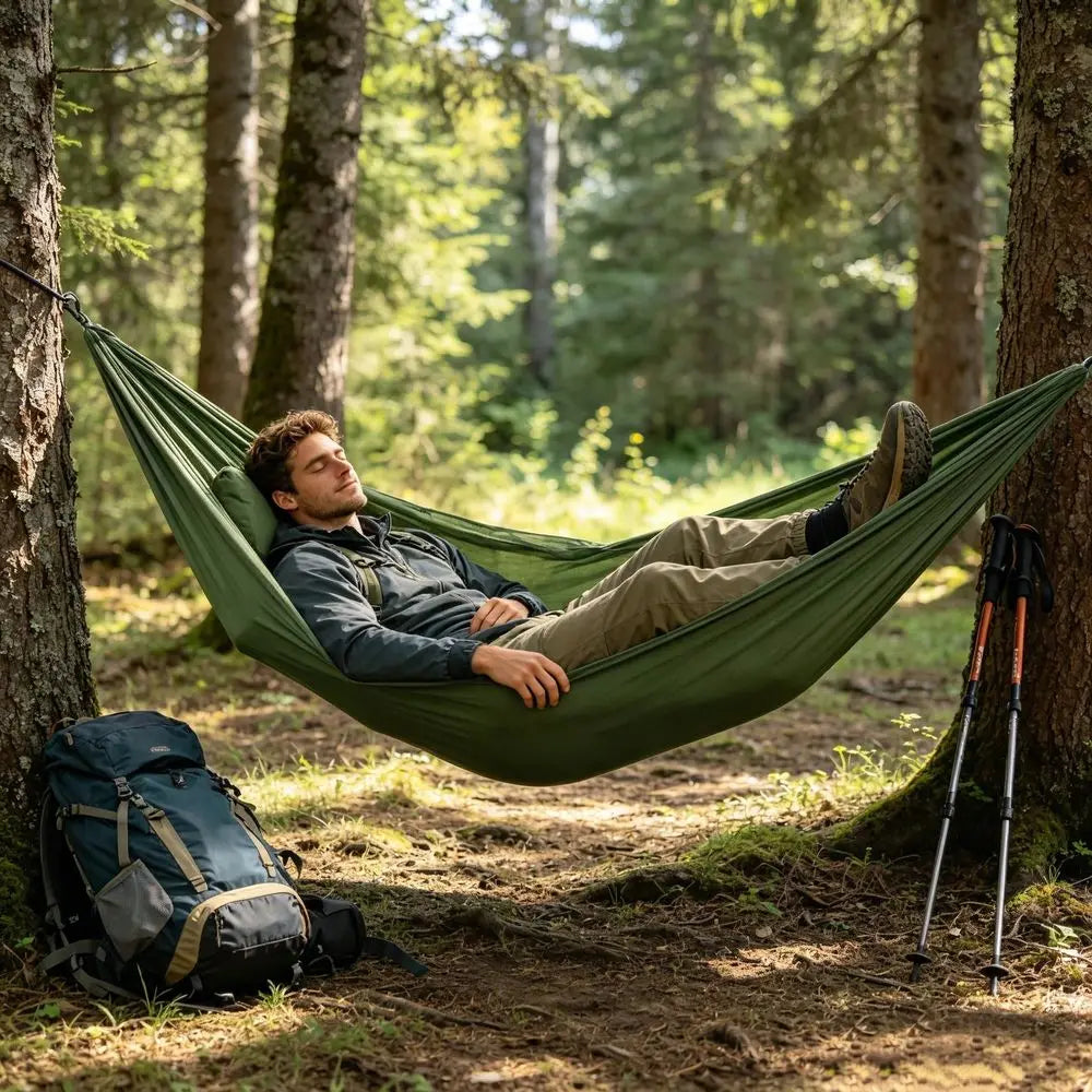 Portable Camping Hammock with Mosquito Net | Lightweight Double Travel Hammock for Hiking, Backpacking & Outdoor Adventures