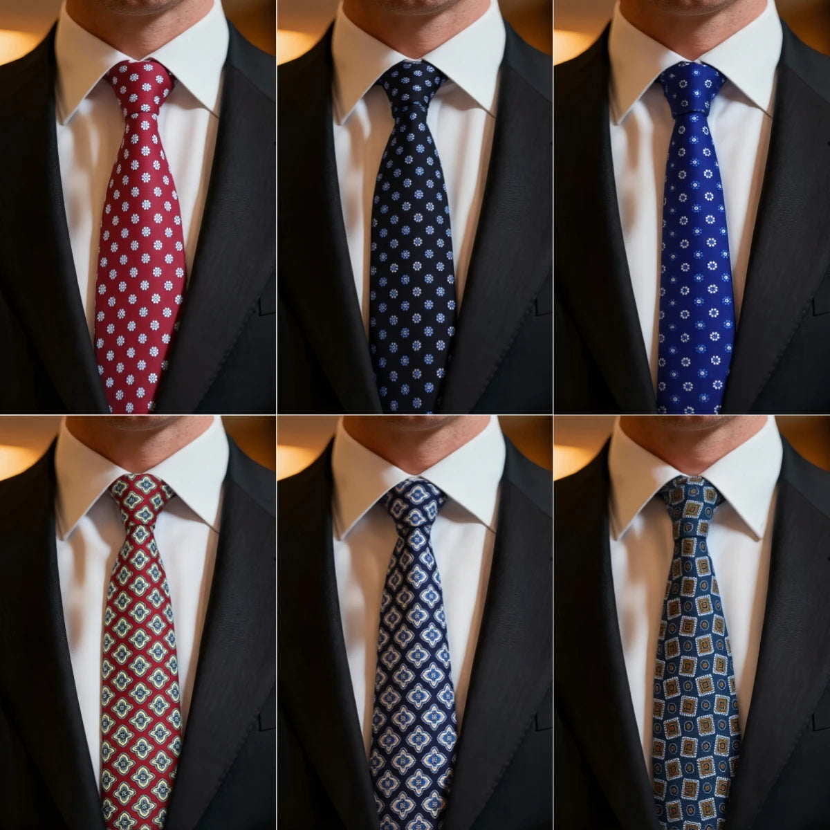 Luxury Men’s Silk Geometric Necktie for Business, Weddings & Formal Events