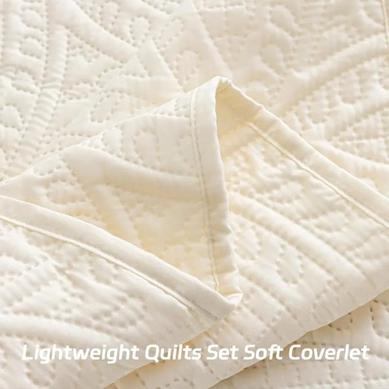 Soft Breathable Quilt Bedding Set.Modern Embossed Bedspread Collection