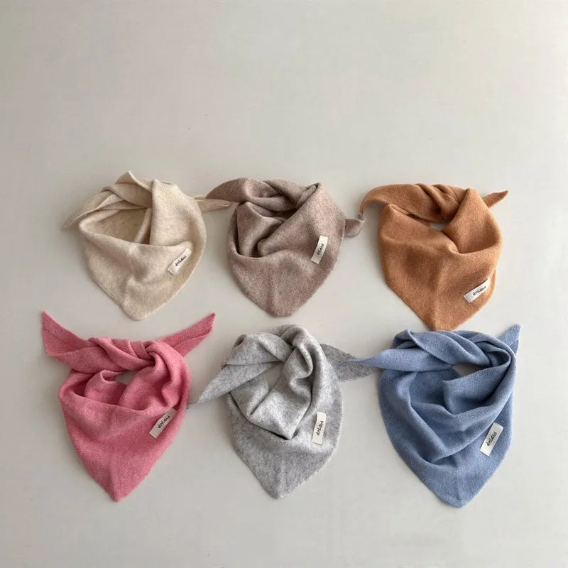 Winter Children's Triangle Scarf Wool Solid Scarf Baby Girls Soft Shawl Kids Collar Warm Neckerchief Boys Drool Saliva Towels