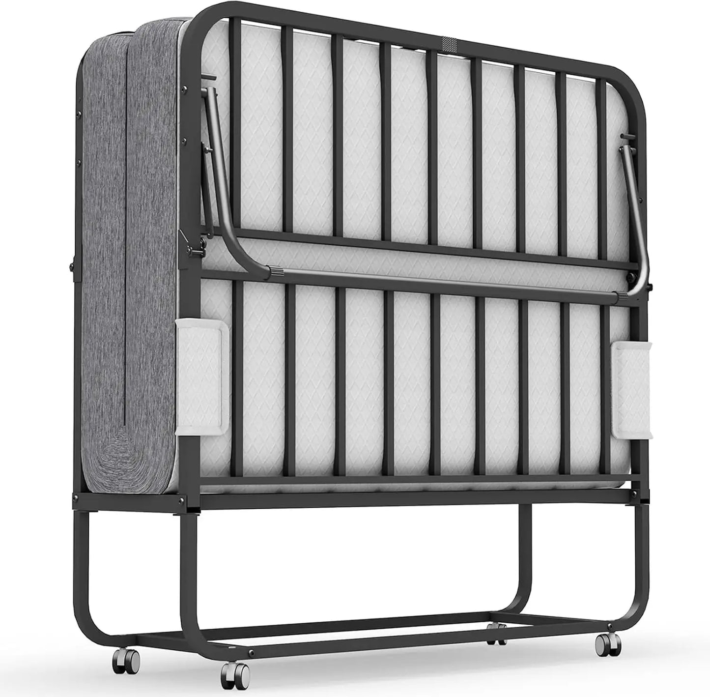 75''x46'' Folding Bed with Mattress for Adults, Large Size Rollaway Folded Bed for Guest, Sturdy Frame,Comfortable Sleep