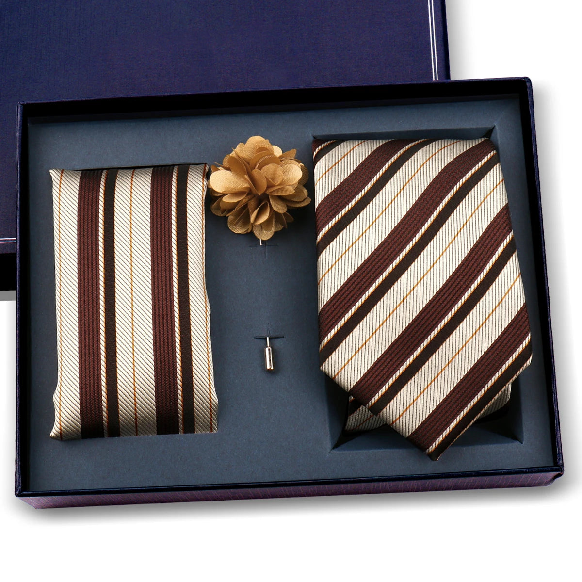 Luxury Men’s Paisley Necktie Gift Set. Silk Tie, Pocket Square, Cufflinks & Gift Box for Weddings & Business