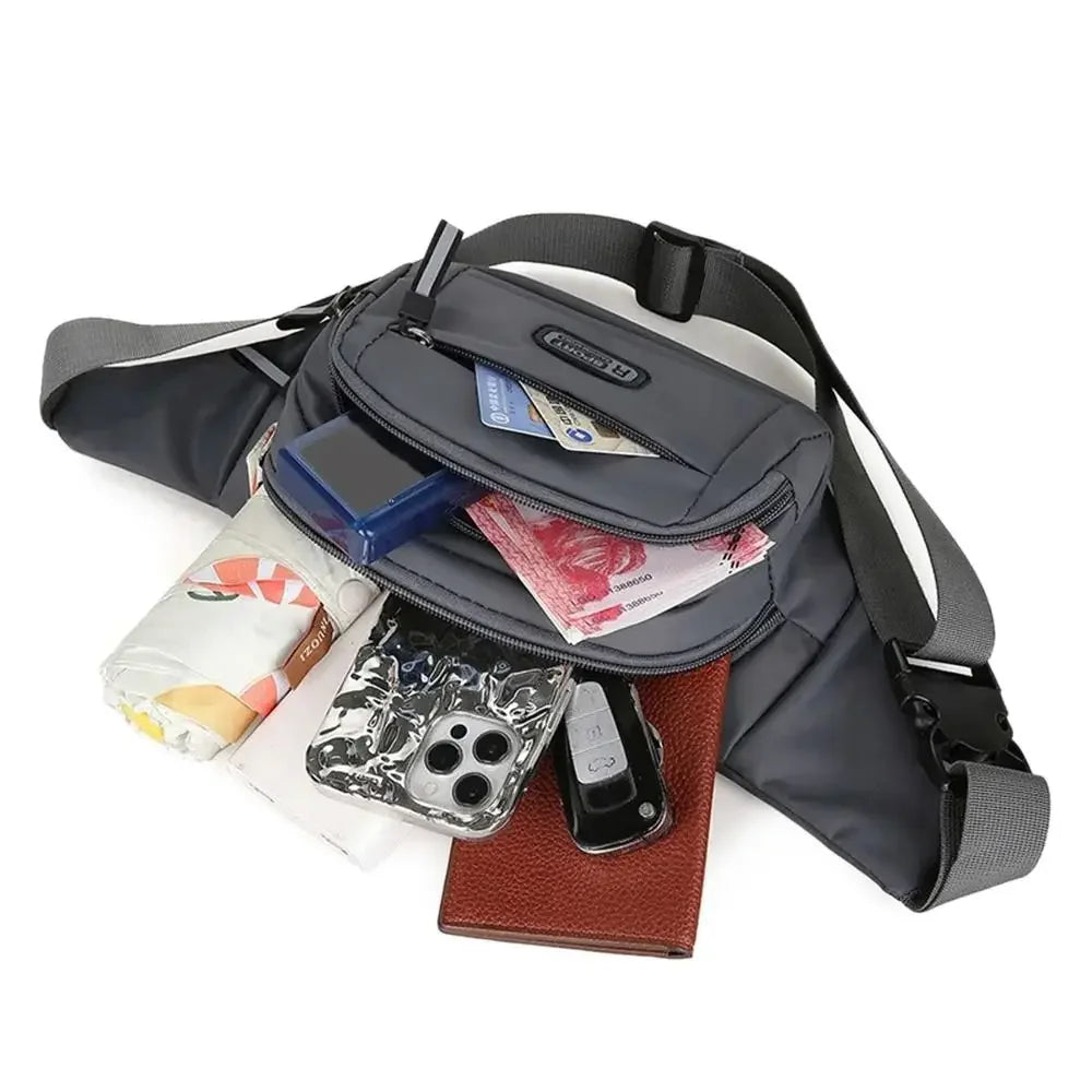 Large Capacity Men’s Nylon Waist Bag with Adjustable Strap