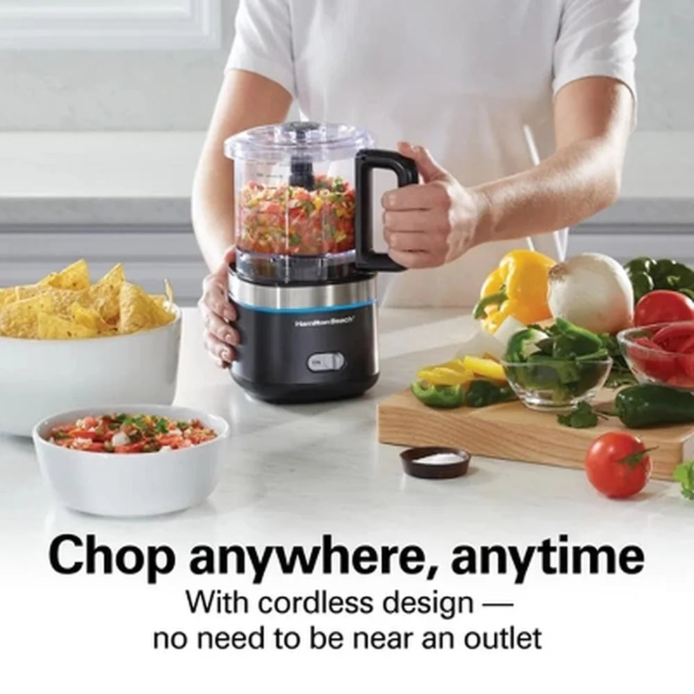 Cordless 4 Cup Food Chopper Dishwasher Safe Mini Processor