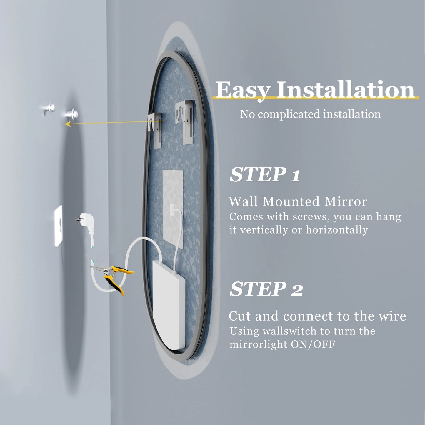 Modern Irregular LED Bathroom Mirror with Lights, Asymmetrical Frameless Smart Lighted Wall Mirror for Living Room Entryway