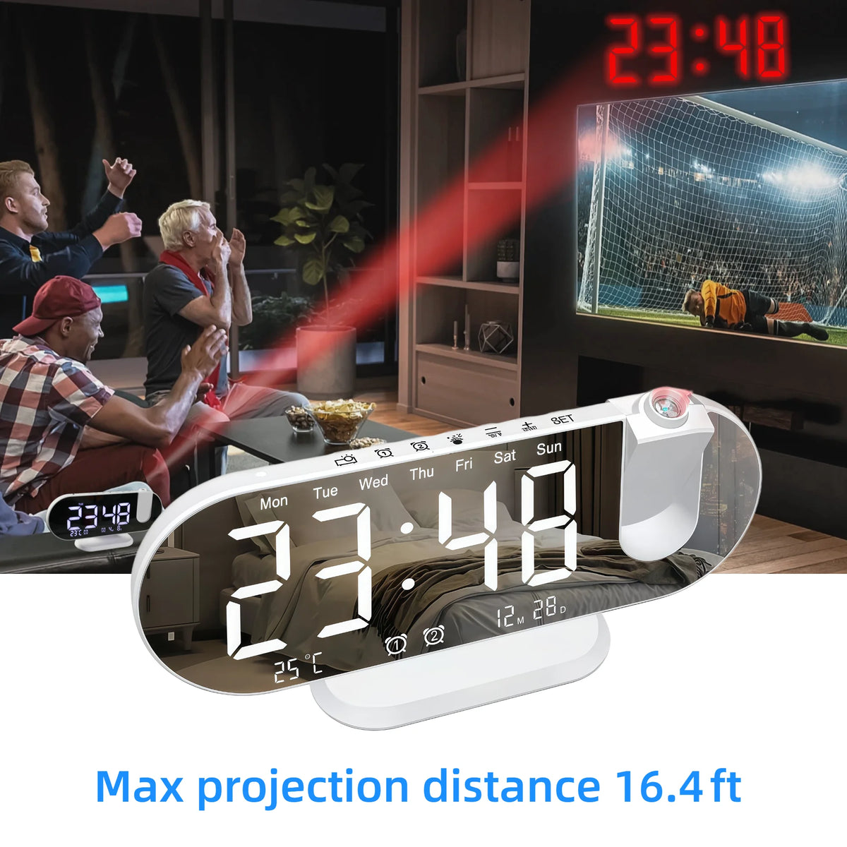 Digital Projection Alarm Clock – 8.8-Inch LED Display for Bedroom