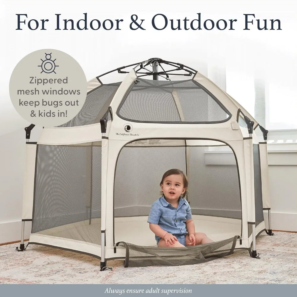 Indoor Outdoor Baby Playpen With Canopy Mosquito Net