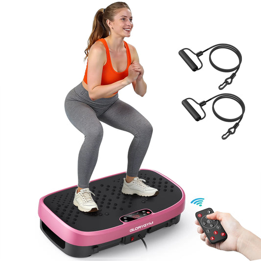 Magnetic Vibration Plate Exercise Machine. 120-Level Full Body Fitness Platform with Resistance Bands