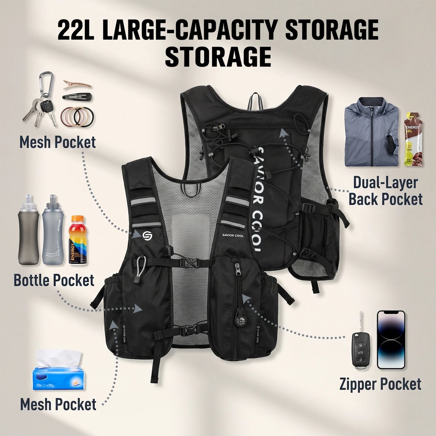 Portable Cooling Vest with Fan System –.Lightweight Summer Cooling Vest for Outdoor Work, Hiking & Camping