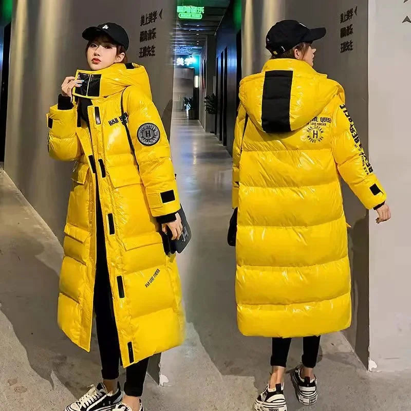 Women's Long Hooded Winter Puffer Coat . Thick Quilted Parka Jacket