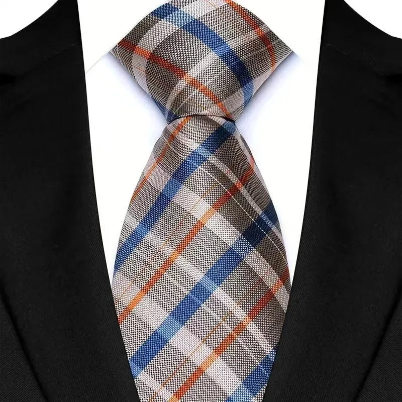 Luxury Men’s Plaid Business Necktie. Classic Checkered Jacquard Tie