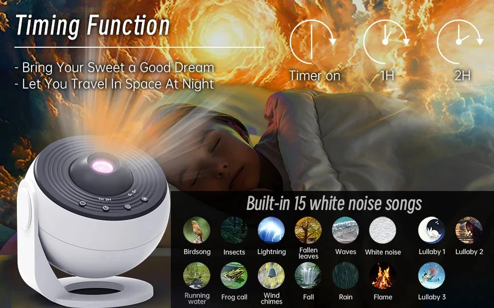 Galaxy Planetarium Star Projector – Starry Sky Night Light with Bluetooth Speaker, Remote Control & Aurora Galaxy Effects