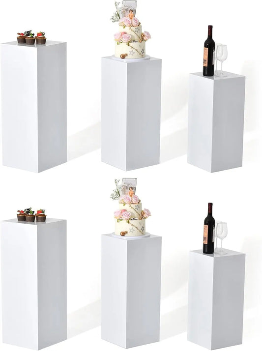 6PCS Metal Display Pedestal Stand for Birthday White Pedestal Stands Pillar for Wedding Dessert Table Display Stand Column Decor