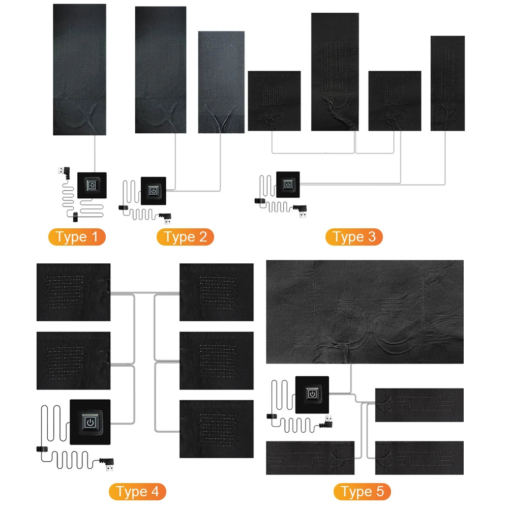 5V USB Clothes Heater Pad With 3 Gear Adjustable Temperature DIY Electric Heating Sheet Heating Warmer Pad For Vest Jacket