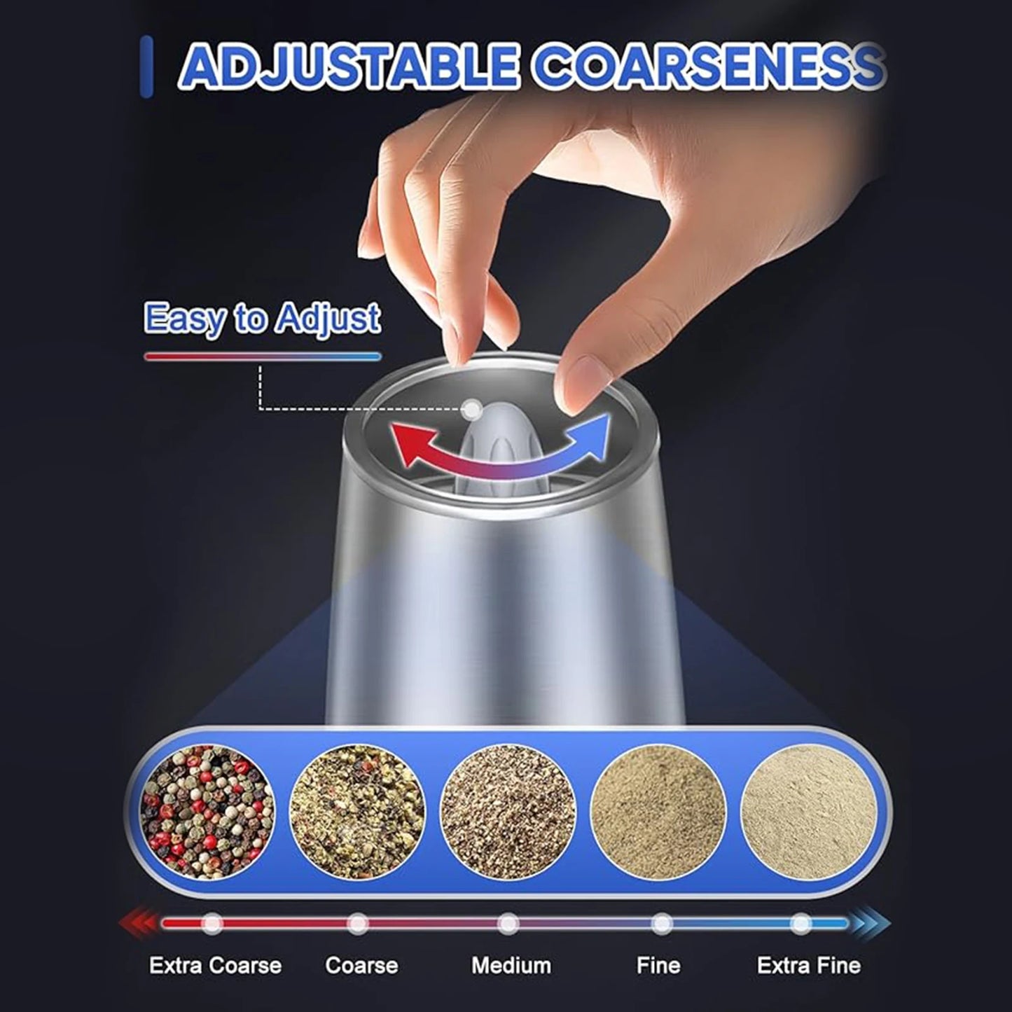 Automatic Gravity Electric Salt & Pepper Grinder Set