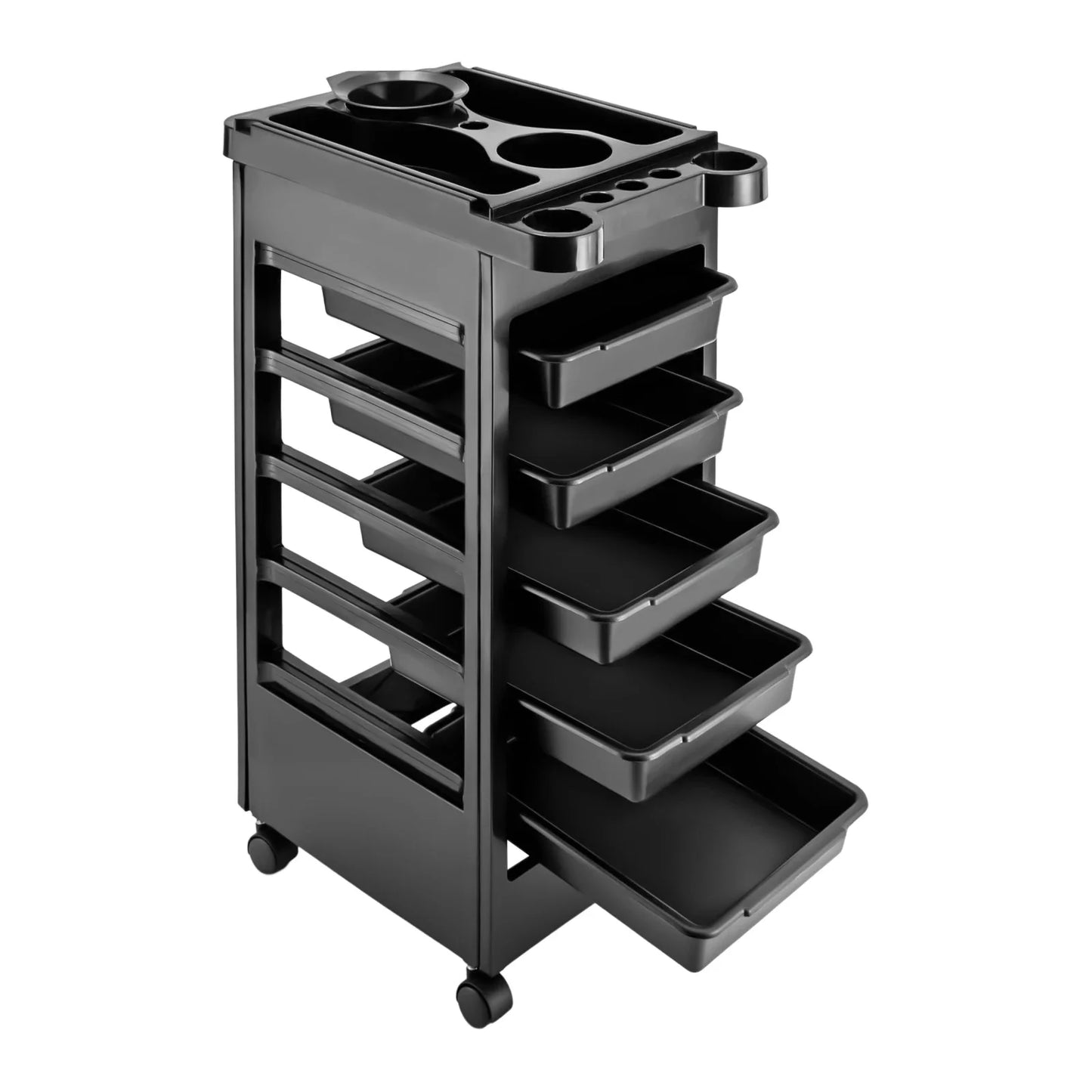 5-Layer Beauty Salon Spa Hair Styling Station Trolley, Equipment Rolling Storage Tray Cart, with Wheels and 5 Drawers