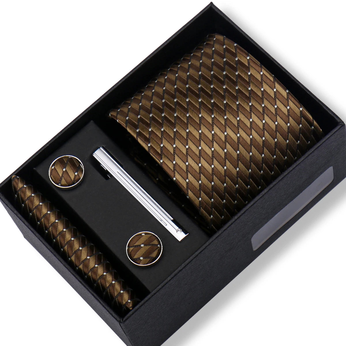 Tie Men With Box Top Quality Business Ties Hanky Cufflink Set Clips Green Necktie Corbatas For Men Wedding In Gift Box Gravatas