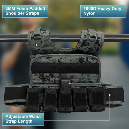 Adjustable 44 Lb Weighted Vest For Men With 19 Weights