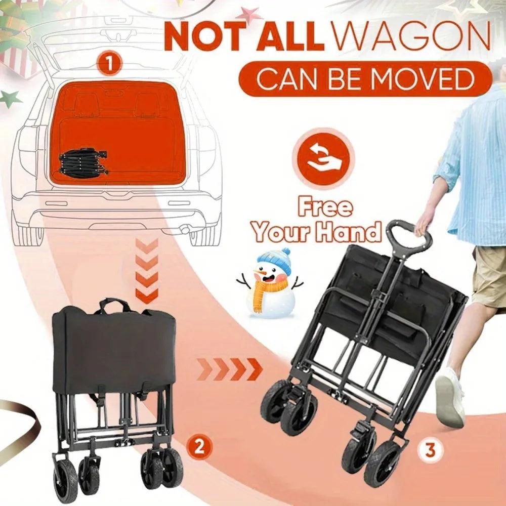 360 lb Heavy-Duty Folding Utility Wagon with Large Wheels