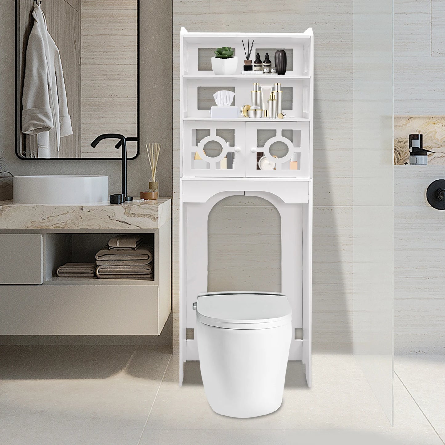 4 Tier Toilet Cabinet Space Saving Bathroom Storage Organizer