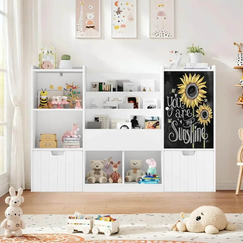 Toy Storage Organizer Chalkboard Bookshelf With Bins Kids