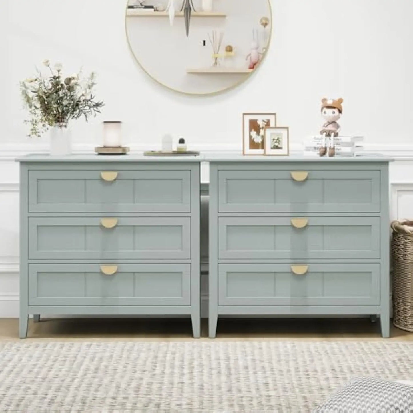3 Drawers Dresser for Bedroom Set  Modern Wood Chest of Drawers Cabinet  Farmhouse Large Nightstand with Drawers  30 Inch Wide N