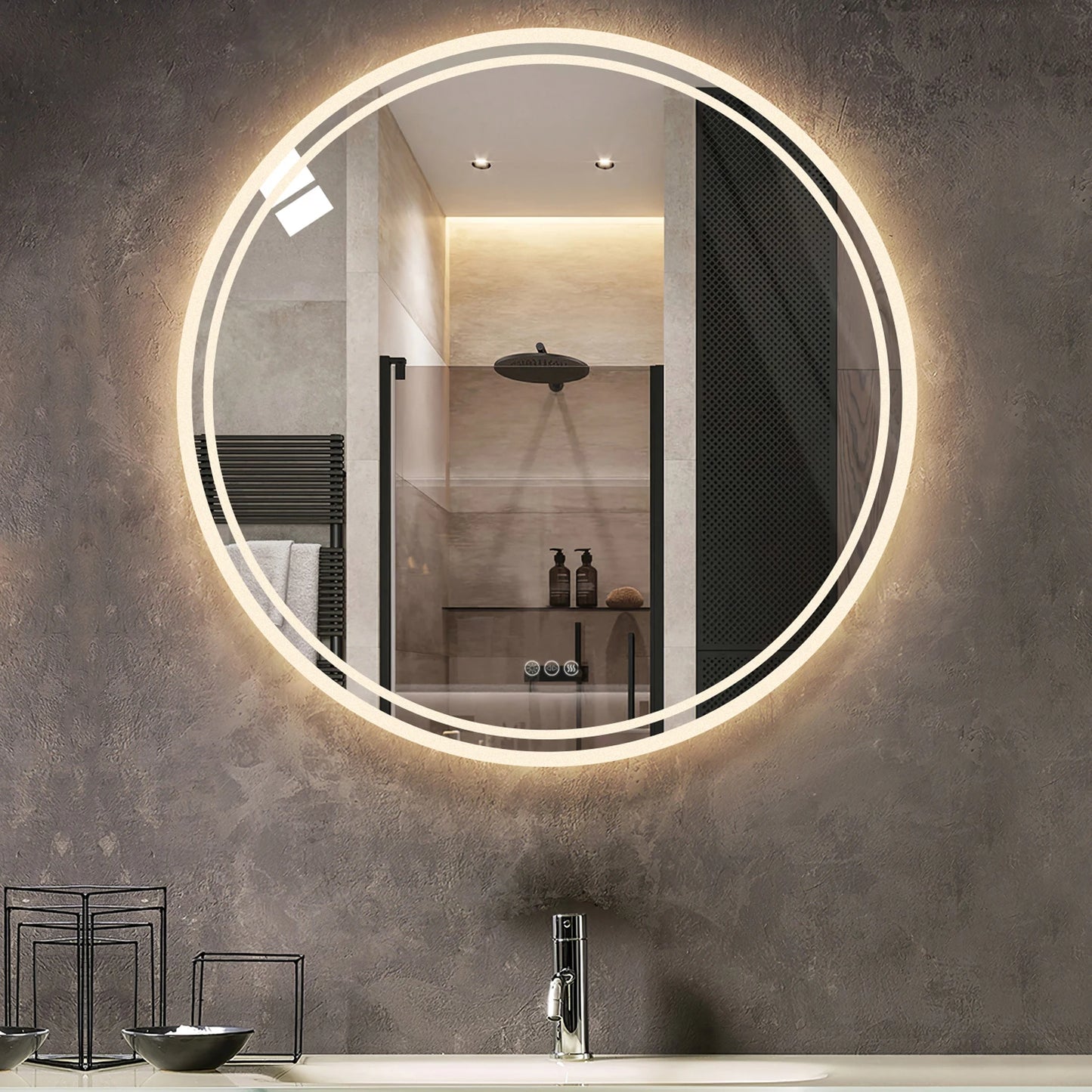 Bathroom Mirror With LED Lights Backlit IP65 Wall Mounted