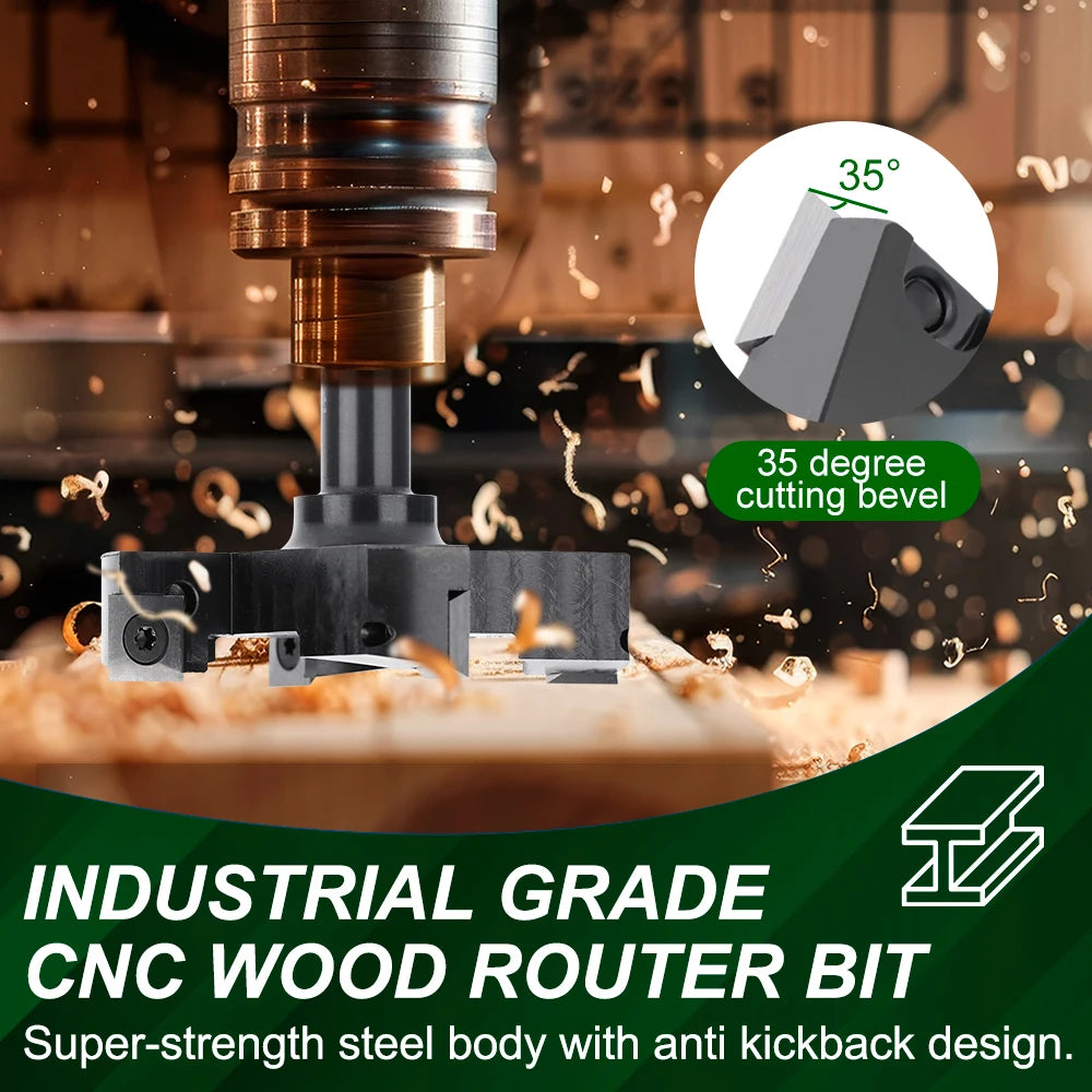 XCAN CNC Spoilboard Surfacing Router Bit 1/2'' Shank  Slab Flattening 3" Cutting Dia. 4-Flutes Wood Planer Bit  Insert Carbide