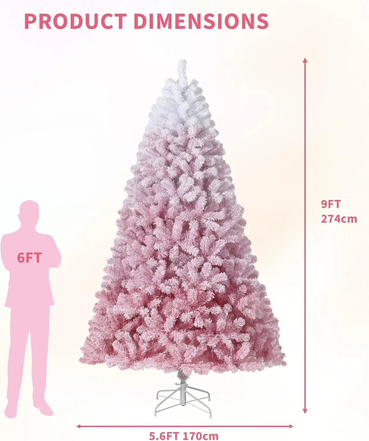 9Ft Pre-Lit Artificial Christmas Tree, 100 Warm LED Lights | Snow Flocked Full Pre Lighted Xmas Tree, 300 Branch Tips & Foldable Stand, Easy Assembly, Holiday Decor for Indoor & Outdoor