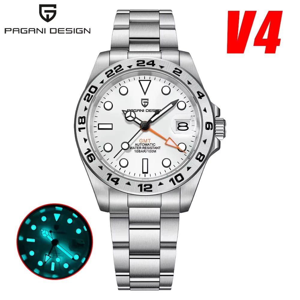 （Local delivery）PAGANI DESIGN 2025 New NH34 Men's GMT Automatic Mechanical Watches Stainless Steel 10Bar Sport BWG-9 Clock