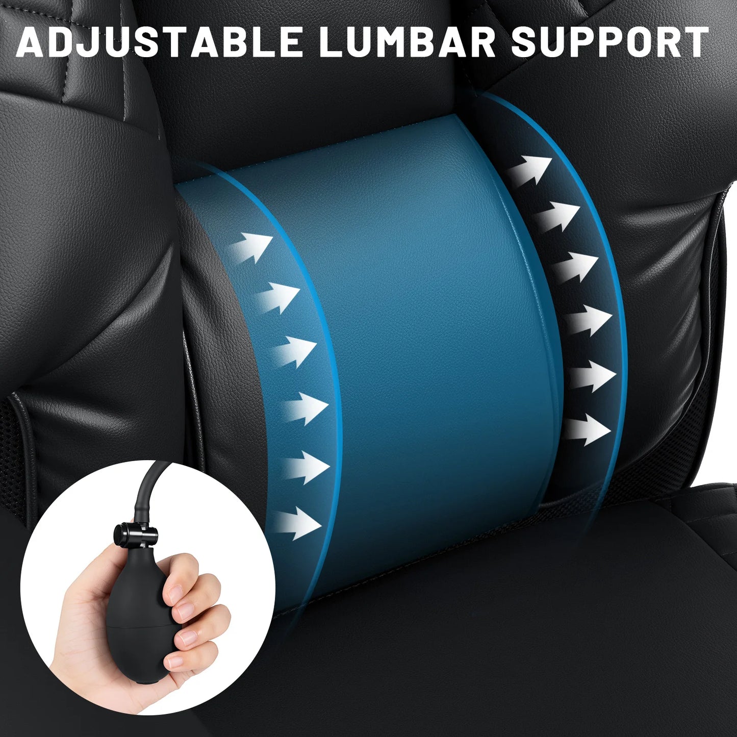 Executive Office Chair with Footrest, Adjustable Headrest & Lumbar Support, Ergonomic High Back Reclining Desk Chair