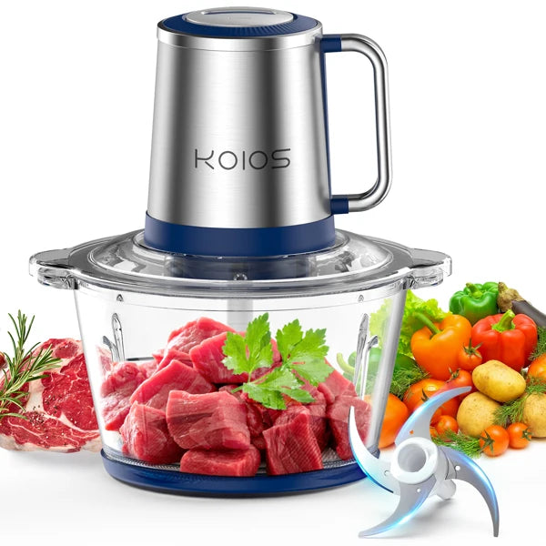 Food Processor & Meat Grinder, 8 Cup Food Processor Mini Electric, 2L 300W Food Chopper for Kitchen