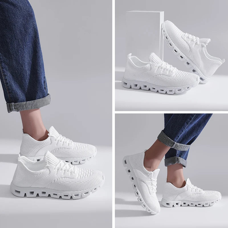 Unisex Breathable Mesh Running Shoes w/Comfort Cushion & Wide Size, Low-Top Sneakers for Jogging/Casual Sports - Durable Comfort